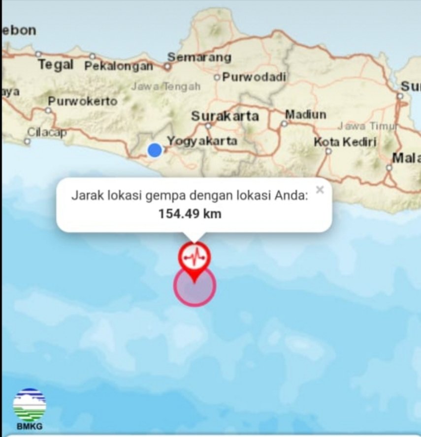 Gempa Bumi Tektonik M6,0 Guncang Selatan Jawa, Tidak Berpotensi Tsunami