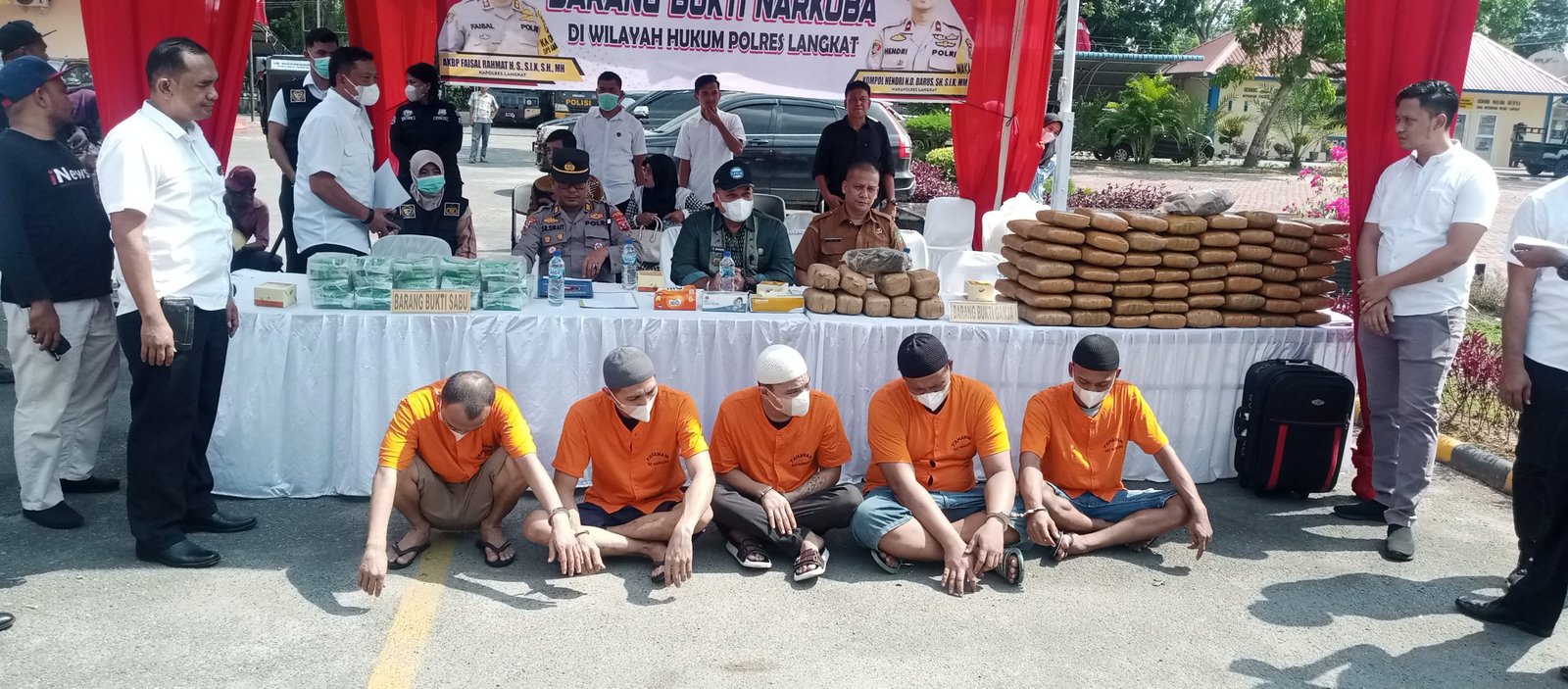 Hasil Pengungkapan Jaringan Peredaran Narkoba, Polres Langkat Musnahkan Barang Bukti Ganja & Sabu