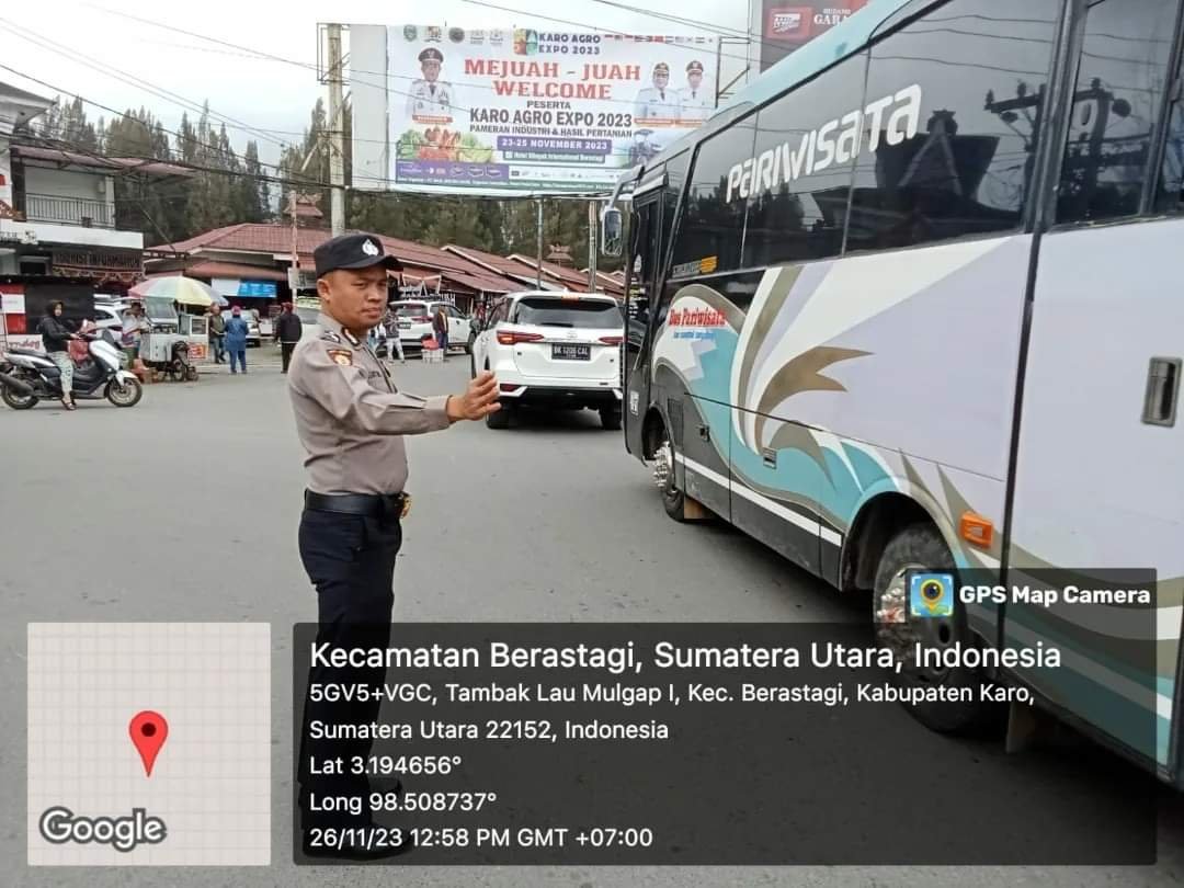 Polsekta Berastagi Laksanakan Strong Point Jalur Wisata Berastagi