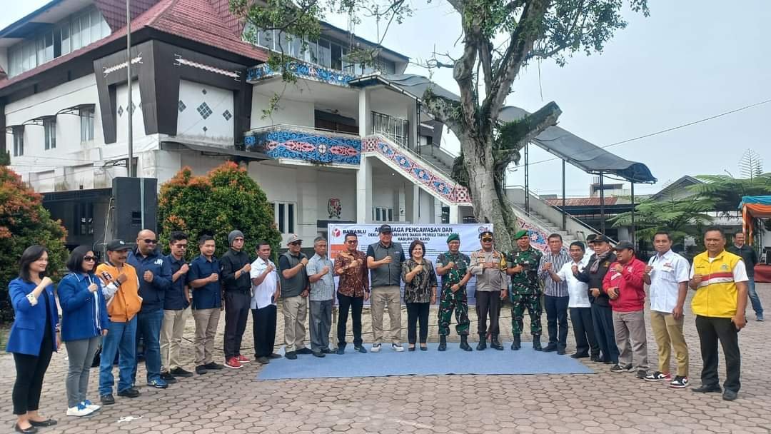 Polres Tanah Karo Hadiri Apel Deklarasi Kampanye Damai