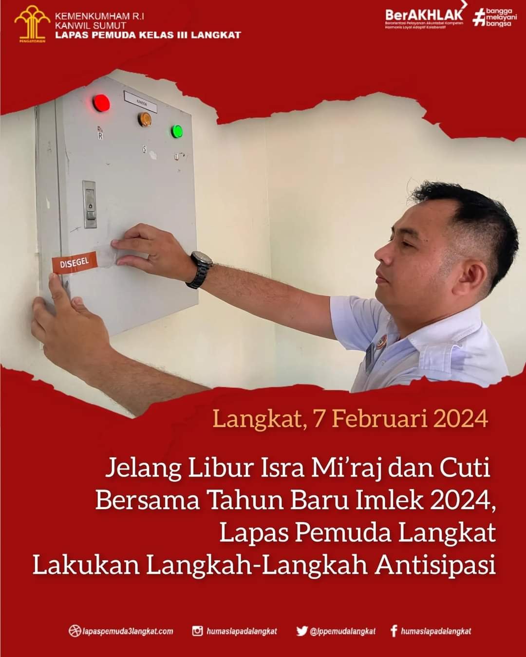 Jelang Libur Isra Mi’raj dan Cuti Bersama Tahun Baru Imlek 2024, Lapas Pemuda Langkat Lakukan Antisipasi