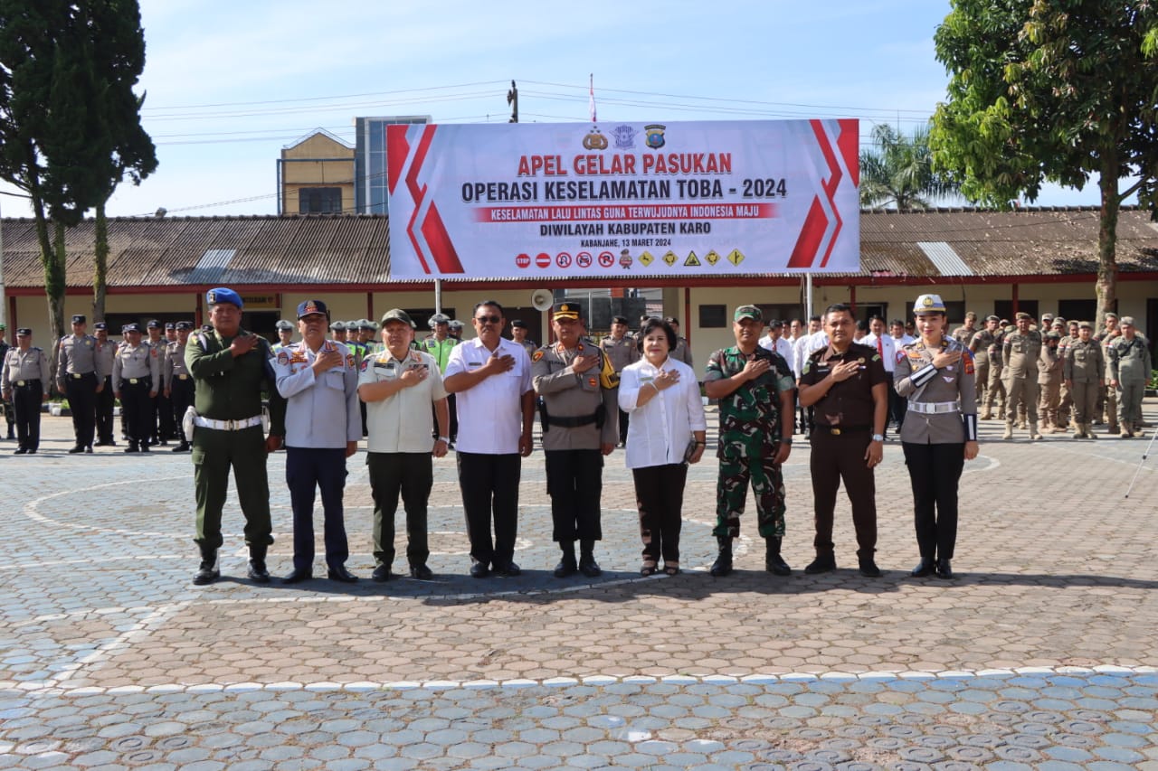 Ops Keselamatan Toba 2024, Polres Tanah Karo Laksanakan Apel Gelar Pasukan