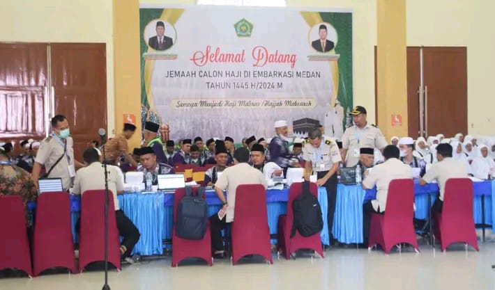 Jemaah Haji Kabupaten Palas Tiba di Asrama Haji Embarkasi Medan