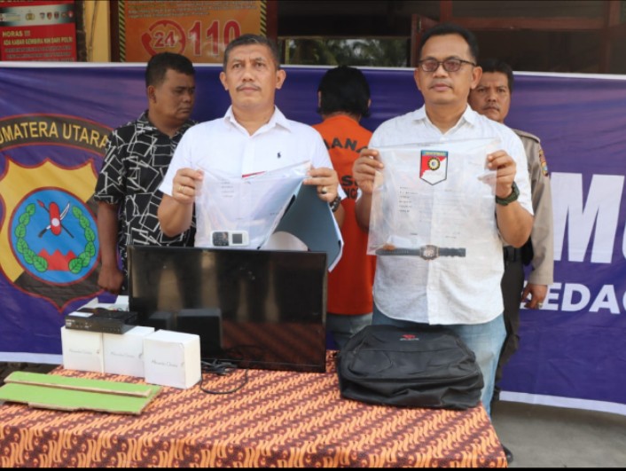 Ps. Humas Polres Sergai Rilis Penang kapan Pelaku Bongkar Rumah Dari Polsek Teluk Mengkudu