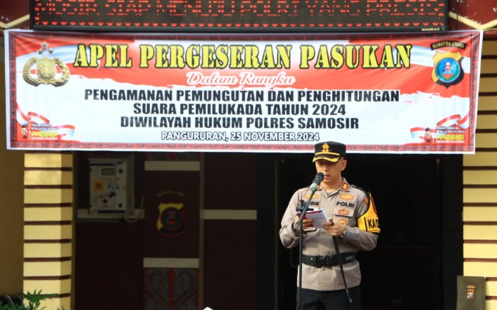Kapolres Samosir Pimpin Pemberangkatan Personel dan BKO Polda Sumut Pengamanan TPS Pilkada