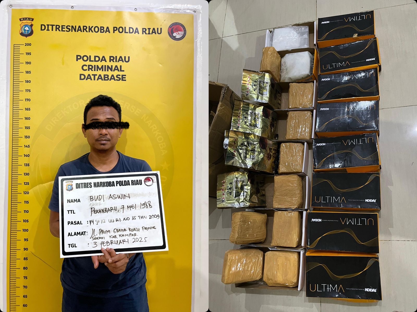 Polda Riau Ungkap Jaringan Narkotika Internasional, 14,32 Kg Sabu Disita