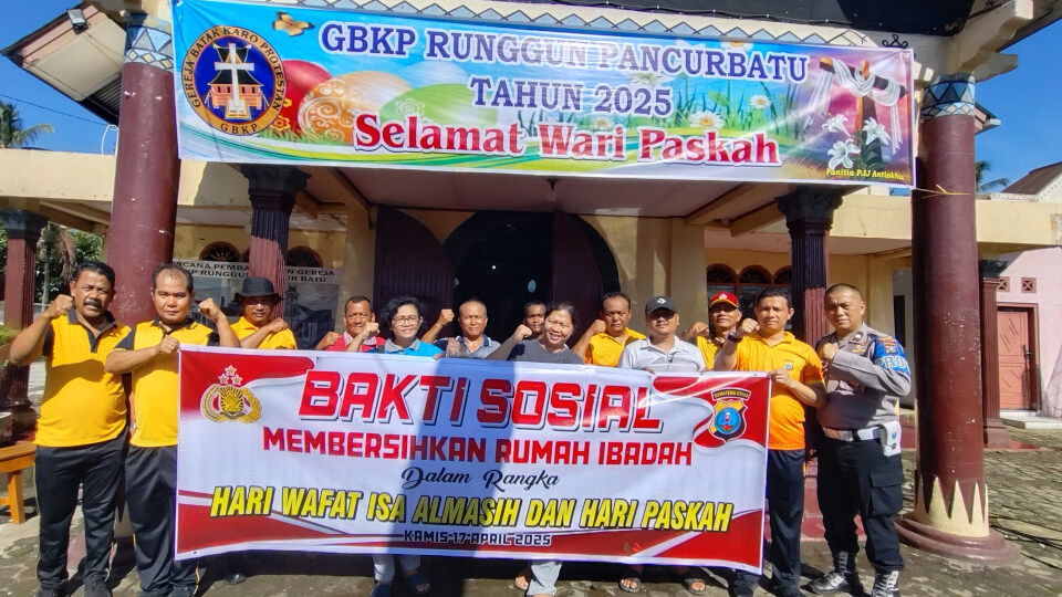 Rayakan Paskah, Polsek Pancur Batu Gelar Bakti Sosial di Gereja GBKP Desa Hulu