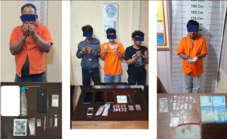 Sat Narkoba Polres Langkat Bekuk 5 Tersangka dan 6,31 Gram Sabu