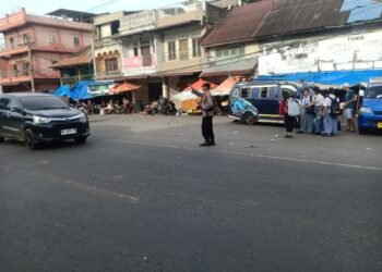 Polsek Pancur Batu Rutin Tertibkan Arus Kendaraan di Sekitar Pajak
