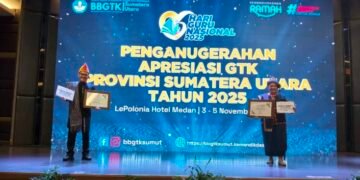 Dua Guru Asal Pakpak Bharat Terima Apresiasi Guru Tenaga Pendidik Terbaik di Sumut