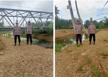 Patroli Pengecekan Debit Air Sungai di Wilkum Polsek Barumun