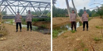 Patroli Pengecekan Debit Air Sungai di Wilkum Polsek Barumun