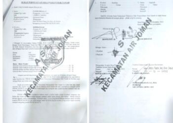 Berita Kehilangan/Tercecer Surat Ganti Rugi (SGR) Tanah Nomor 590/682/SGR/ AJ/XII