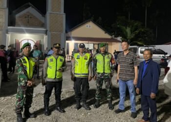 Polsek Kutalimbaru Lakukan Mobile Monitoring Pengamanan Ibadah Malam Natal 2025