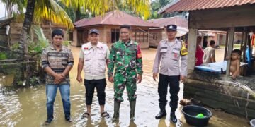 Debit Air Sungai Naik, Bhabinkamtibmas Polsek Sosa Lakukan Patroli dan Pengecekan Lapangan