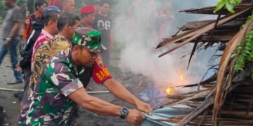 Resahkan Warga, Polsek Medan Tuntungan dan Kelurahan Namo Gajah Bakar Dua Barak Narkoba