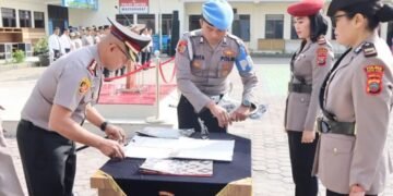 Kapolres Tanah Karo Pimpin Sertijab Tiga Pejabat Utama di Mapolres