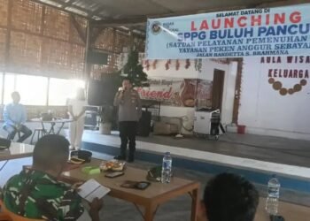 Dukung Program MBG, Polsek Mardingding Hadiri Launching SPPG di Buluh Pancur