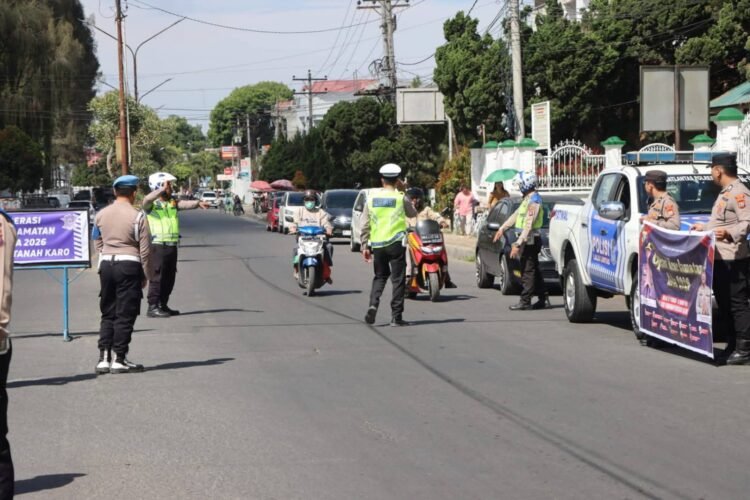 Hari Kedelapan Ops Keselamatan Toba 2026, Satlantas Polres Tanah Karo Gelar Sosialisasi di Kabanjahe