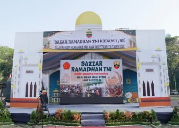 Irdam I/BB Hadiri Pembukaan Bazar Ramadan TNI Terpusat Menyambut Idul Fitri 1447 H Secara Vidcon di Lapangan Benteng Medan