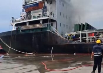 KM Bintang Mas HSB 7 Terbakar di Dermaga 202 Ujung Baru Belawan