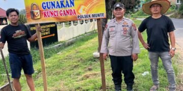 Polsek Munte Pasang Spanduk Imbauan Waspada Curanmor di Kecamatan Munte