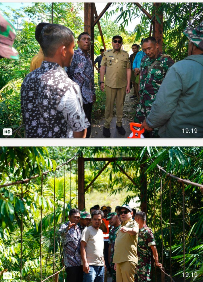Berpotensi Berbahaya Bagi Pengguna,Bupati Pakpam Bharat Tinjau Jembatan Gantung di Kecamatan STTU Jehe