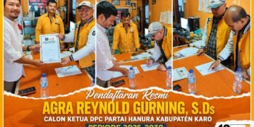 Agra Reynold Gurning Melesat Sendiri, Jadi Satu-Satunya Pendaftar Ketua Hanura Karo
