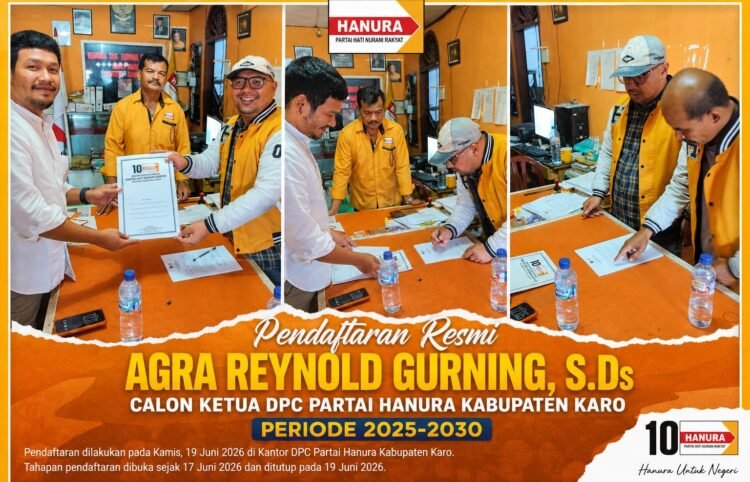 Agra Reynold Gurning Melesat Sendiri, Jadi Satu-Satunya Pendaftar Ketua Hanura Karo