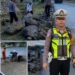 Satlantas Polres Padangsidimpuan Bersama Warga Timbun Bahu Jalan Berlubang