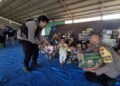 Polres Karo Berbagi Keceriaan ke Anak-Anak Pengungsi Sinabung