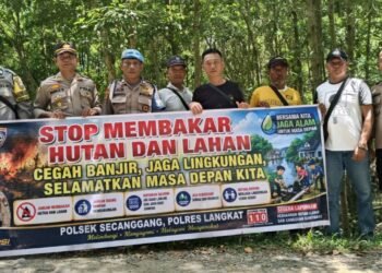 Cegah Karhutla Sejak Dini, Polsek Secanggang Ajak Warga Stop Bakar Sampah Sembarangan
