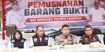 Polres Langkat Musnahkan Barang Bukti Narkotika Hasil Kejahatan
