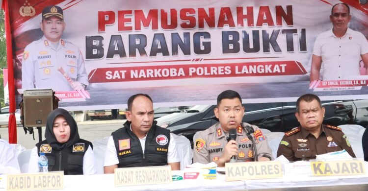 Polres Langkat Musnahkan Barang Bukti Narkotika Hasil Kejahatan