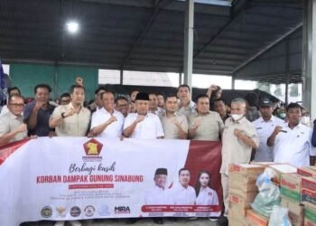 Bupati Karo Terima Kunjungan DPD Gerindra Sumut, Bantuan Disalurkan untuk Pengungsi Sinabung di Sukatepu